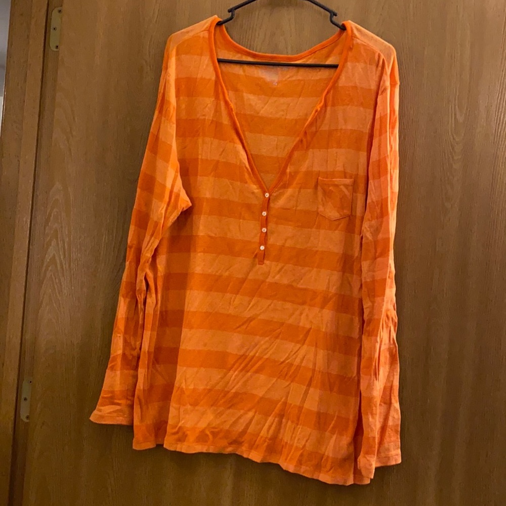 Orange Striped Long Sleeve Shirt